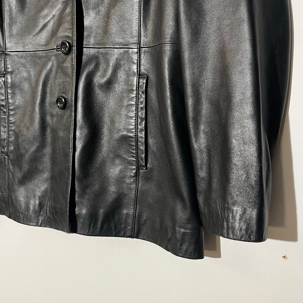 Croft & Barrow Black Lambskin Leather Button Up Coat Jacket Womens Size Large - Picture 3 of 6